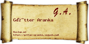 Götter Aranka névjegykártya